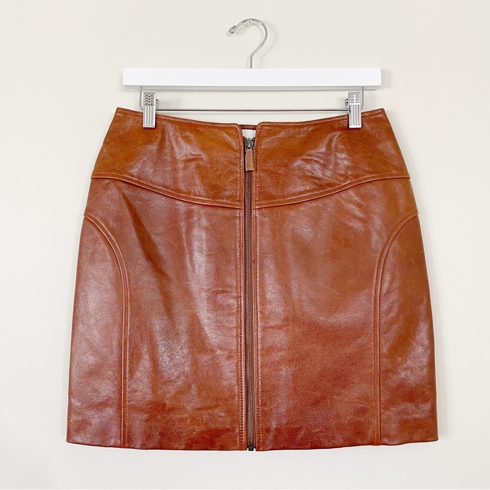 ba&sh Melba Lamb Leather Zip Up Mini Skirt - Picture 3 of 14